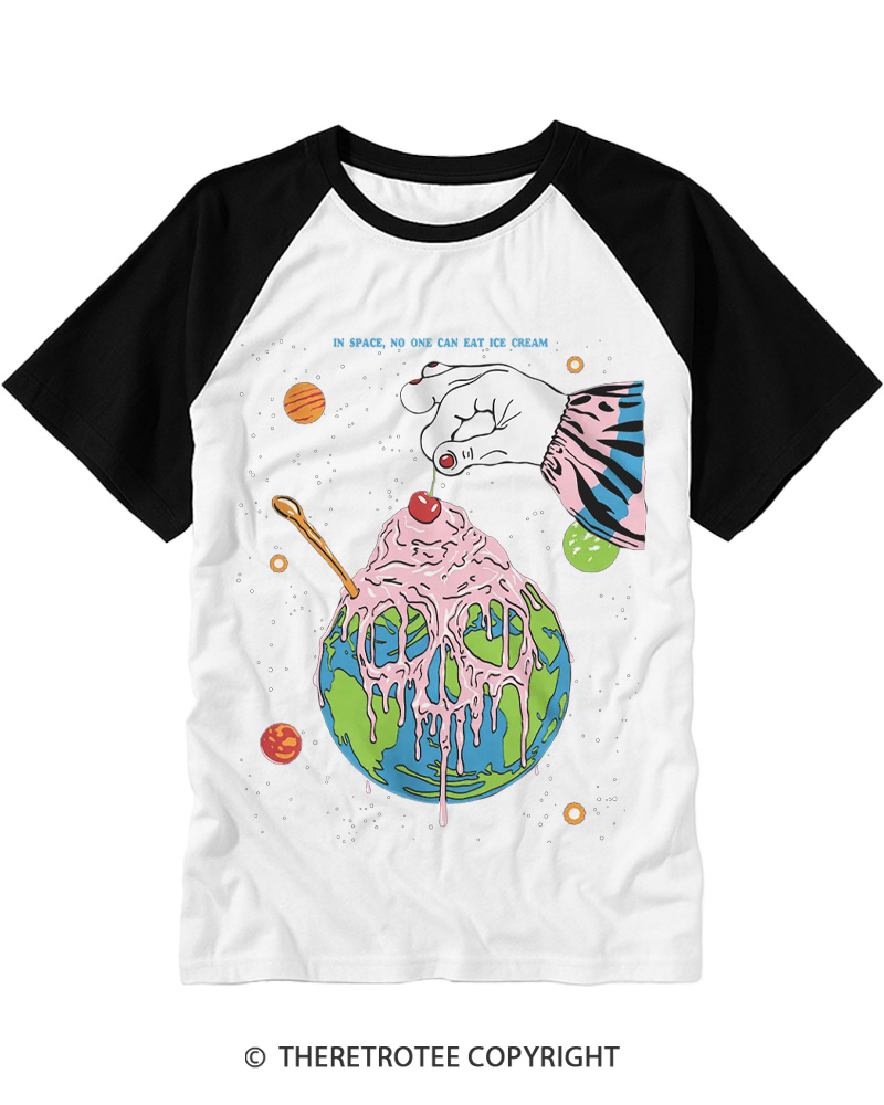 TheRetroTee Ice Cream Poster 1970s Raglan Baseball T-Shirt