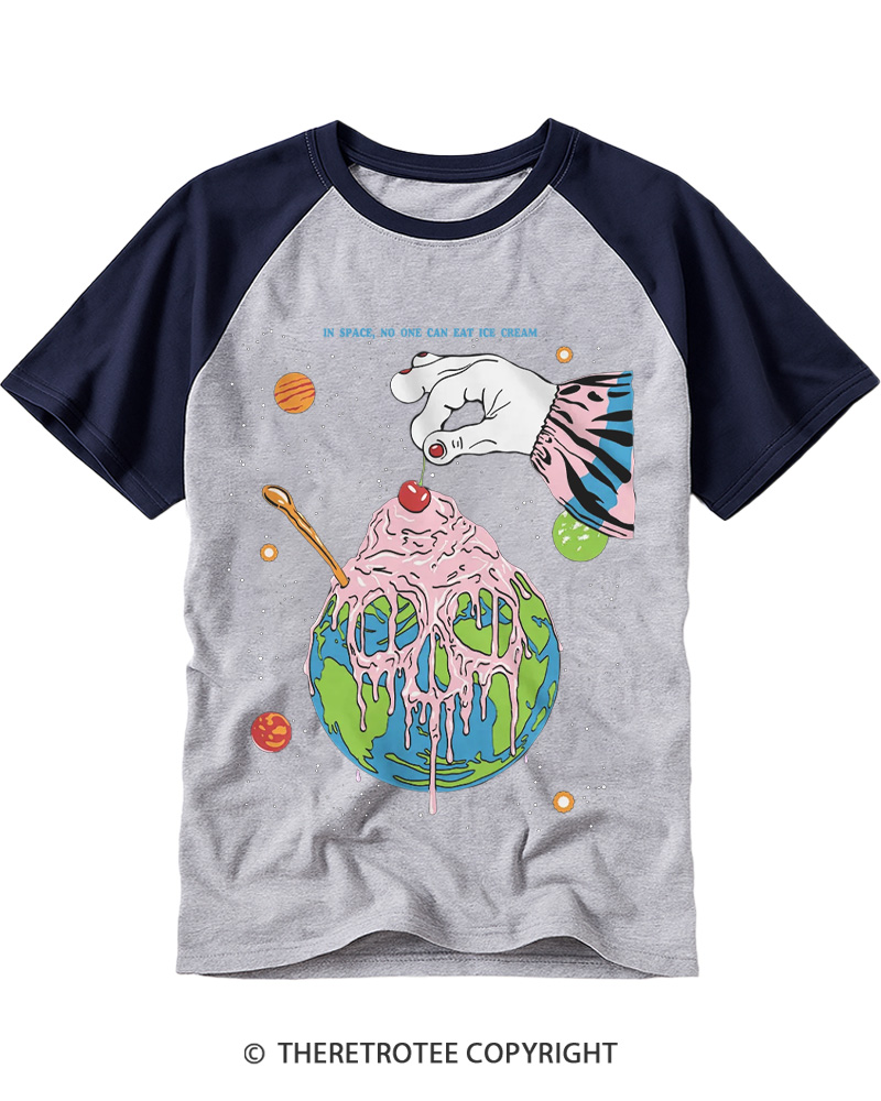 TheRetroTee Ice Cream Poster 1970s Raglan Baseball T-Shirt