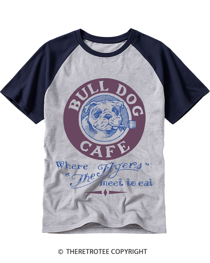 TheRetroTee Bulldog Cafe 1960s Raglan Baseball T-Shirt