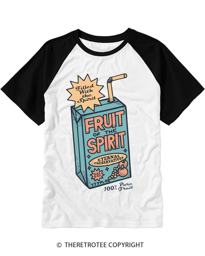 TheRetroTee Fruit of the Spirit Christian Raglan Baseball T-Shirt