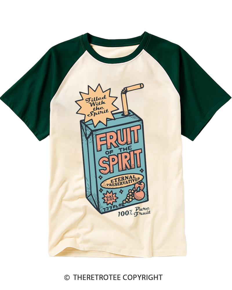 TheRetroTee Fruit of the Spirit Christian Raglan Baseball T-Shirt
