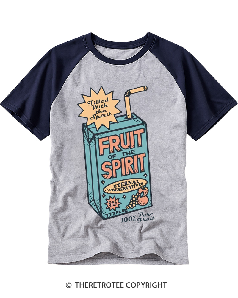 TheRetroTee Fruit of the Spirit Christian Raglan Baseball T-Shirt