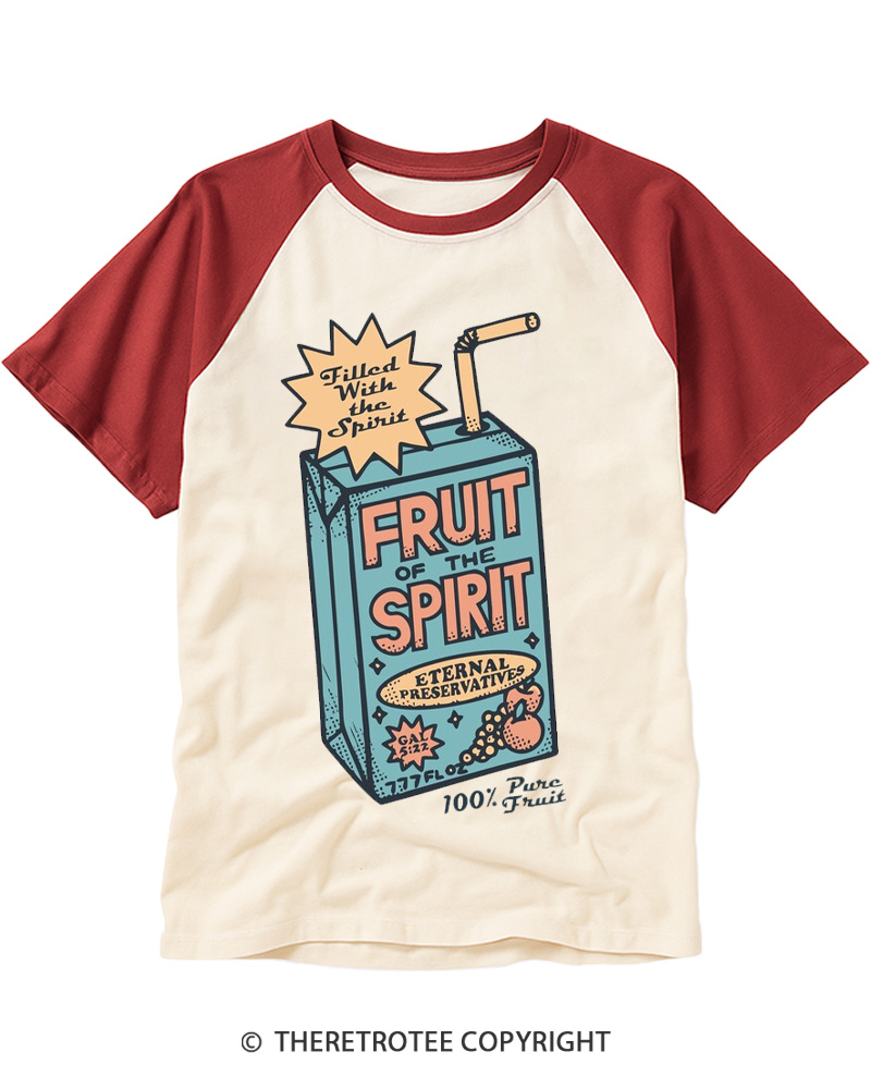 TheRetroTee Fruit of the Spirit Christian Raglan Baseball T-Shirt