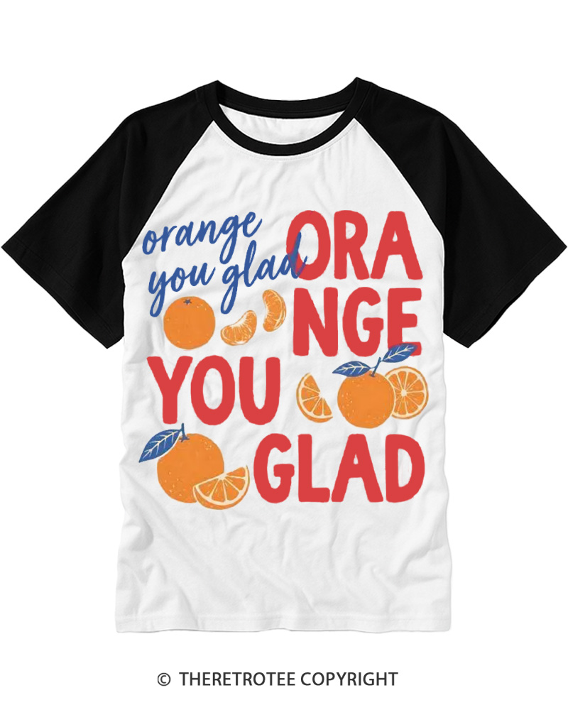 TheRetroTee Orange You Glad Raglan Baseball T-Shirt