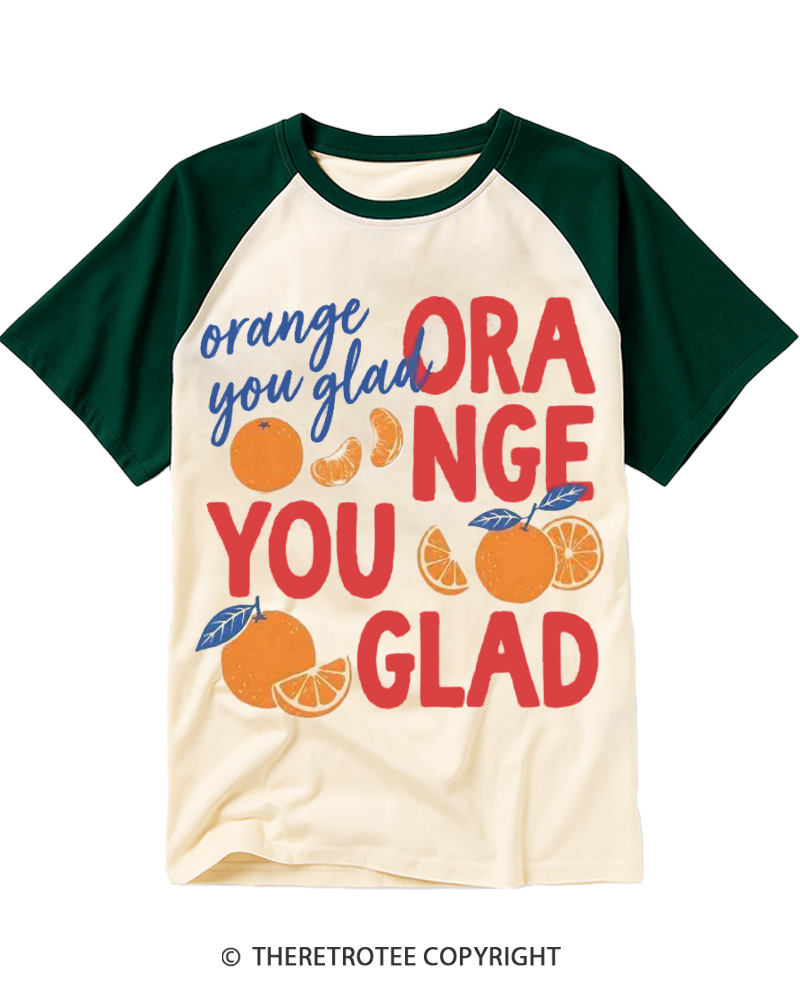 TheRetroTee Orange You Glad Raglan Baseball T-Shirt