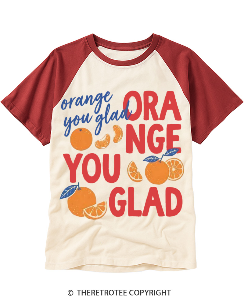 TheRetroTee Orange You Glad Raglan Baseball T-Shirt