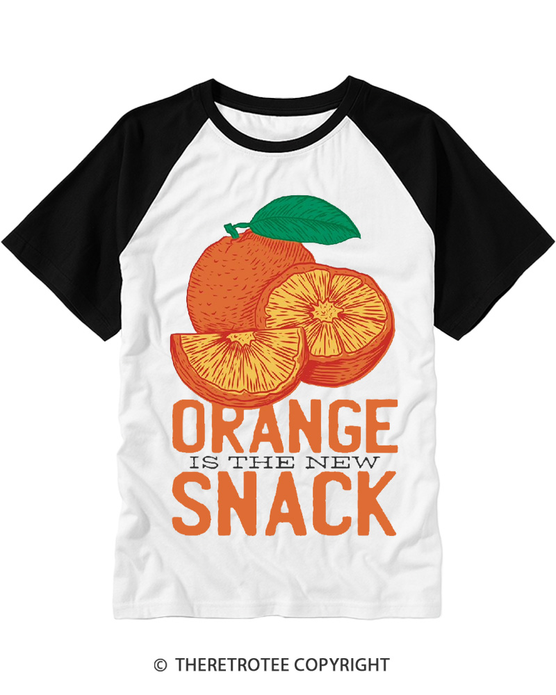 TheRetroTee Orange Is The Snack 1970s Raglan Baseball T-Shirt