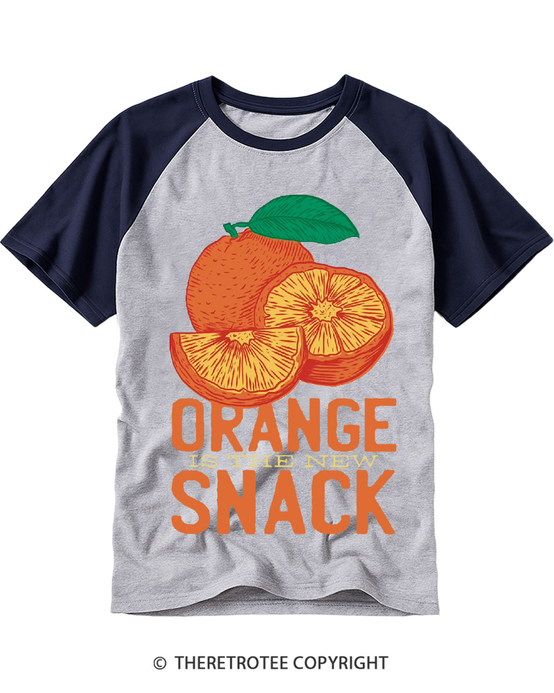 TheRetroTee Orange Is The Snack 1970s Raglan Baseball T-Shirt