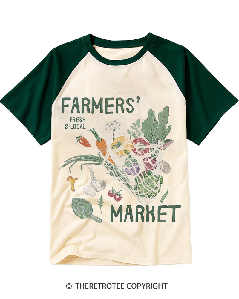 TheRetroTee Farmers’ Market 1970s Raglan Baseball T-Shirt