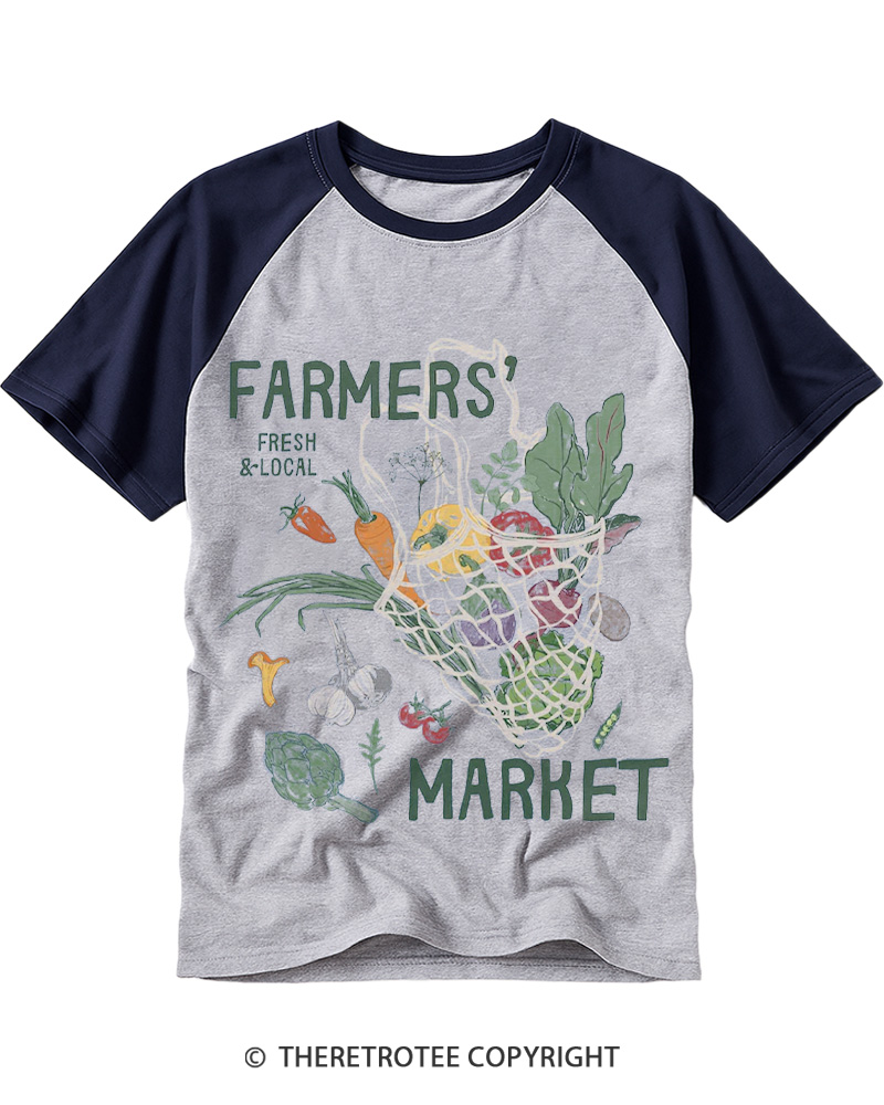 TheRetroTee Farmers’ Market 1970s Raglan Baseball T-Shirt