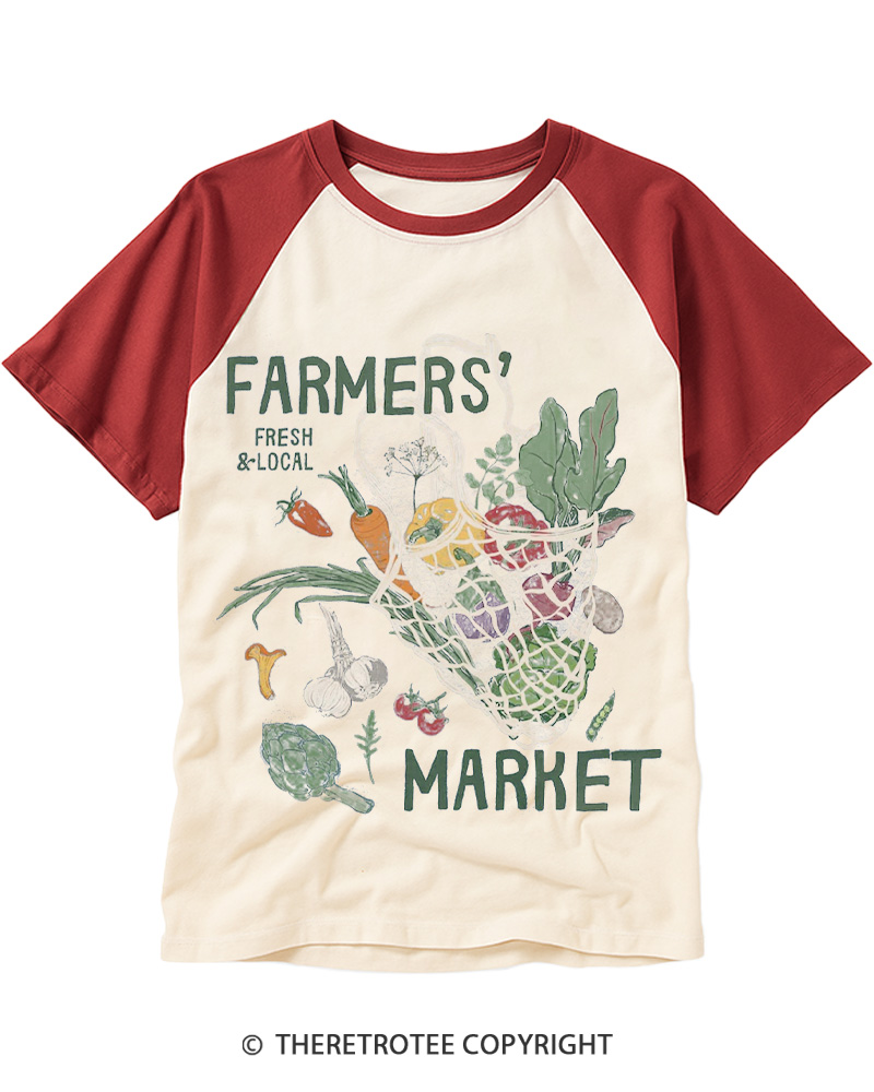 TheRetroTee Farmers’ Market 1970s Raglan Baseball T-Shirt