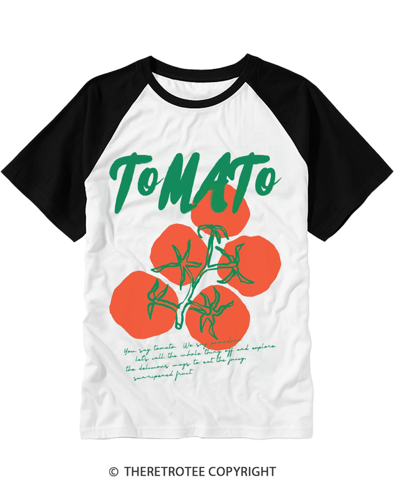 TheRetroTee Tomato 1970s Raglan Baseball T-Shirt