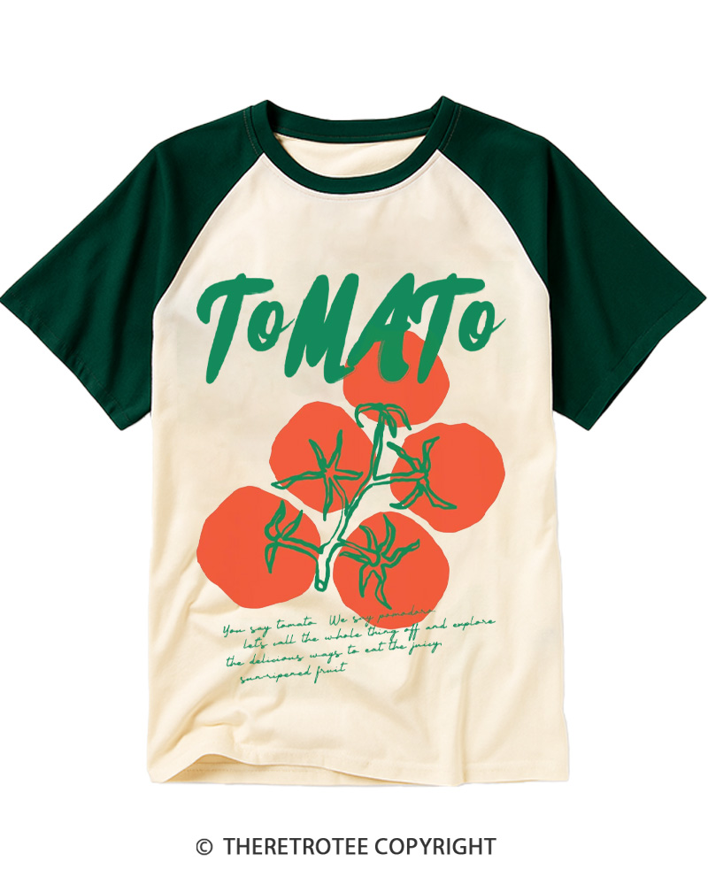 TheRetroTee Tomato 1970s Raglan Baseball T-Shirt