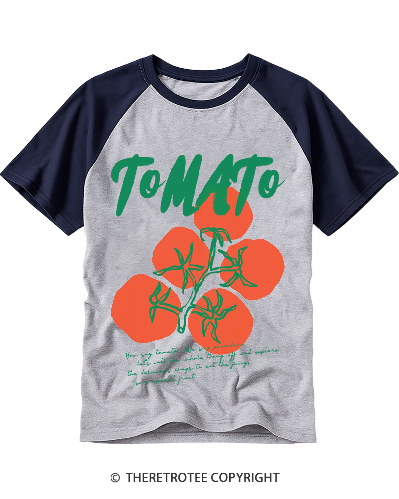 TheRetroTee Tomato 1970s Raglan Baseball T-Shirt