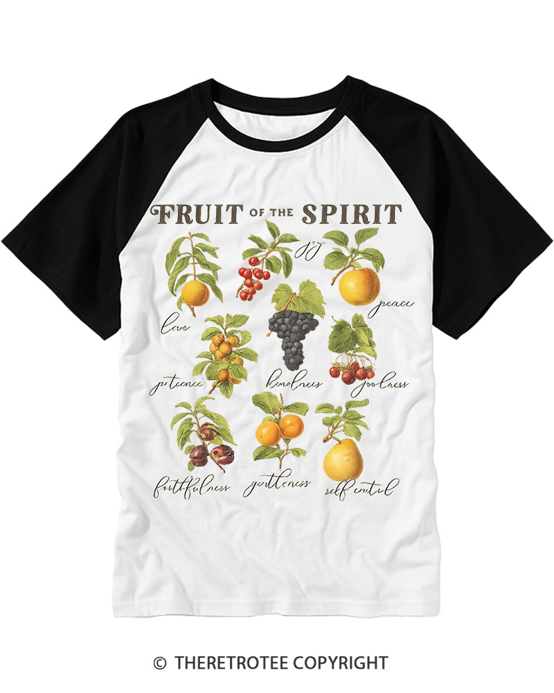 TheRetroTee Fruit Of The Spirit 1870s Raglan Baseball T-Shirt