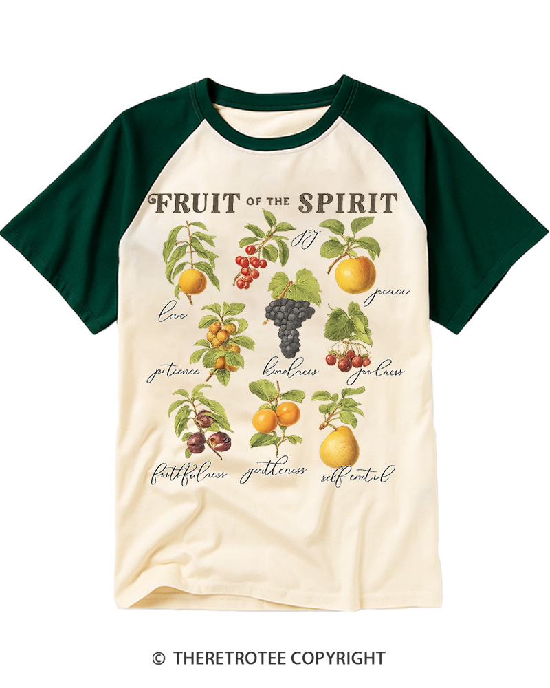 TheRetroTee Fruit Of The Spirit 1870s Raglan Baseball T-Shirt