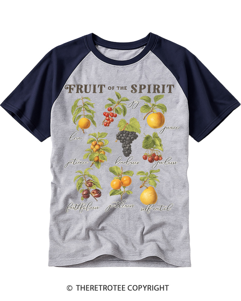 TheRetroTee Fruit Of The Spirit 1870s Raglan Baseball T-Shirt