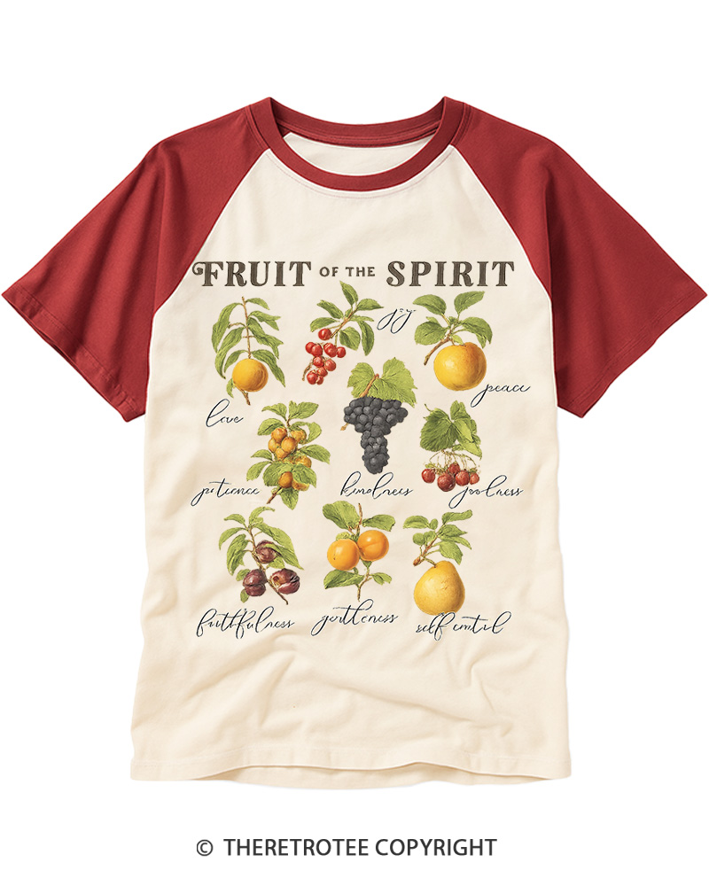 TheRetroTee Fruit Of The Spirit 1870s Raglan Baseball T-Shirt