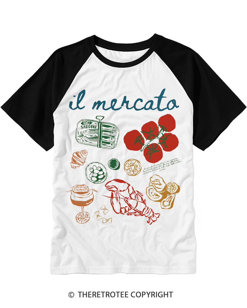 TheRetroTee Italian Market 1970s Raglan Baseball T-Shirt