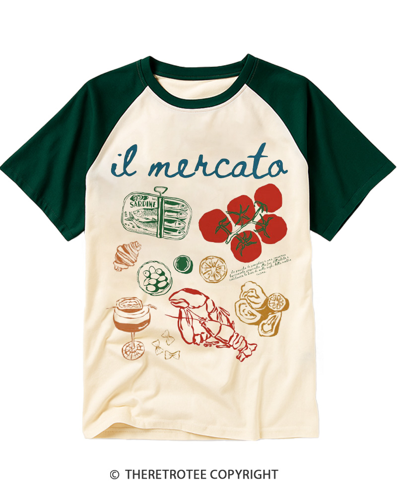 TheRetroTee Italian Market 1970s Raglan Baseball T-Shirt