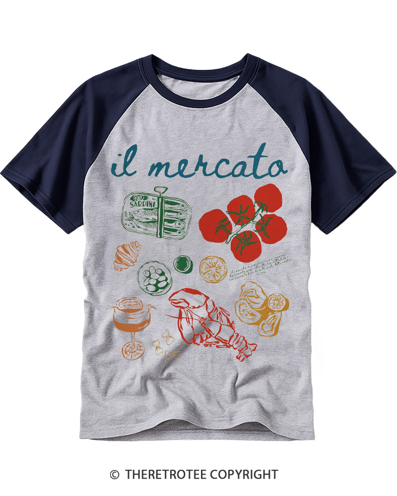 TheRetroTee Italian Market 1970s Raglan Baseball T-Shirt