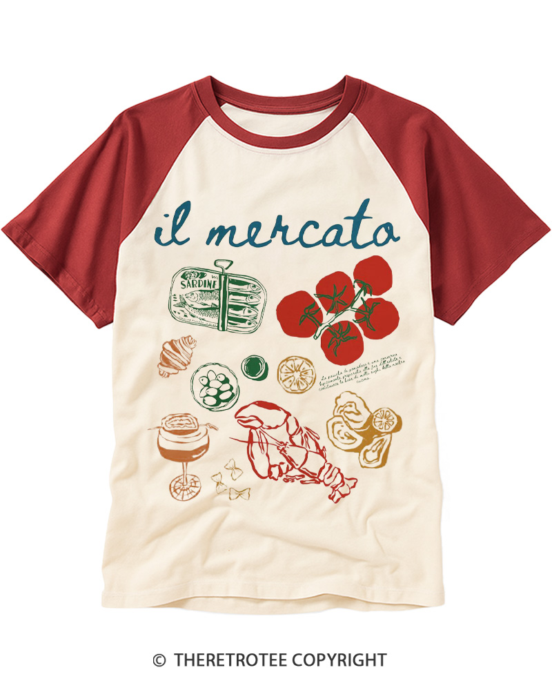 TheRetroTee Italian Market 1970s Raglan Baseball T-Shirt