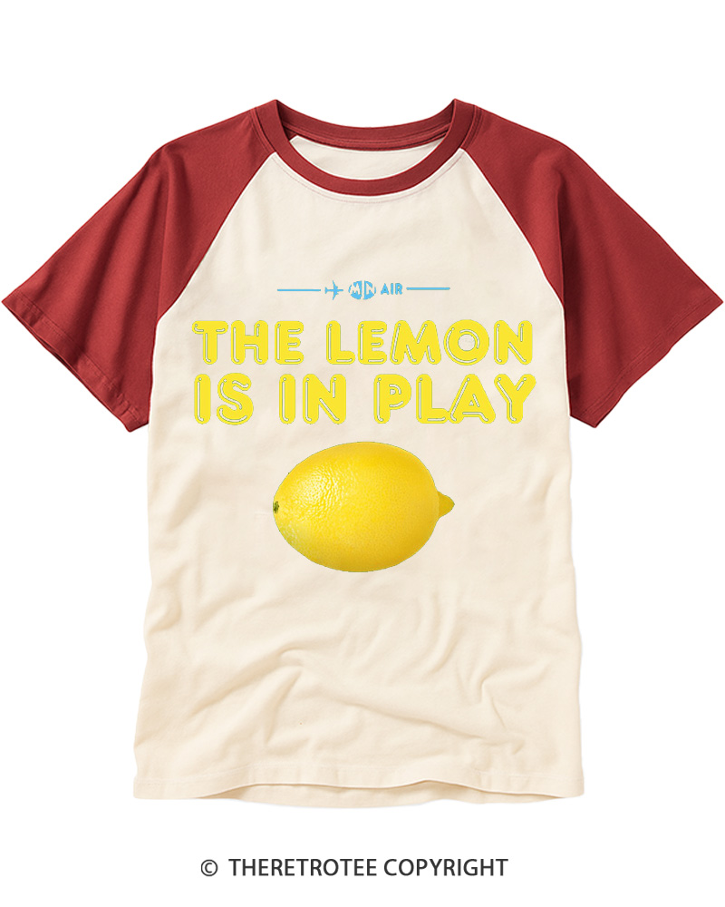 TheRetroTee The Travelling Lemon Is In Play 1980s Raglan Baseball T-Shirt