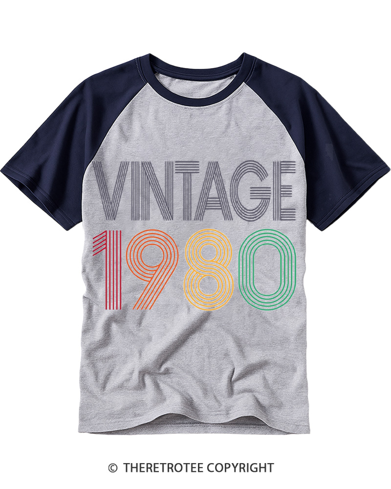 TheRetroTee Vintage 1980 Raglan Baseball T-Shirt
