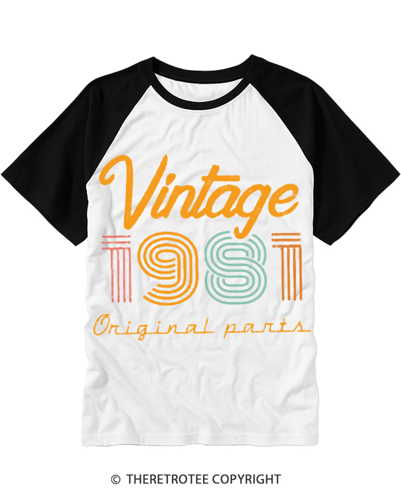 TheRetroTee Vintage 1981 Raglan Baseball T-Shirt