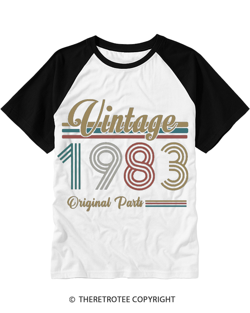TheRetroTee 1983 Vintage Raglan Baseball T-Shirt