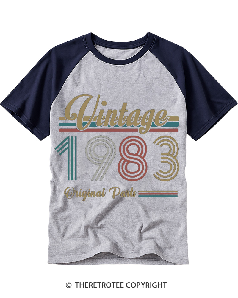 TheRetroTee 1983 Vintage Raglan Baseball T-Shirt