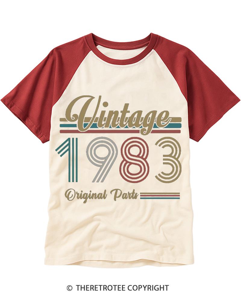 TheRetroTee 1983 Vintage Raglan Baseball T-Shirt