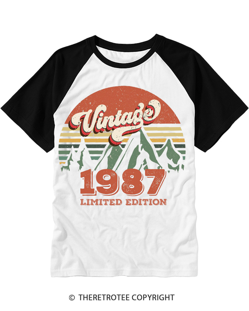 TheRetroTee 1987 Vintage Raglan Baseball T-Shirt