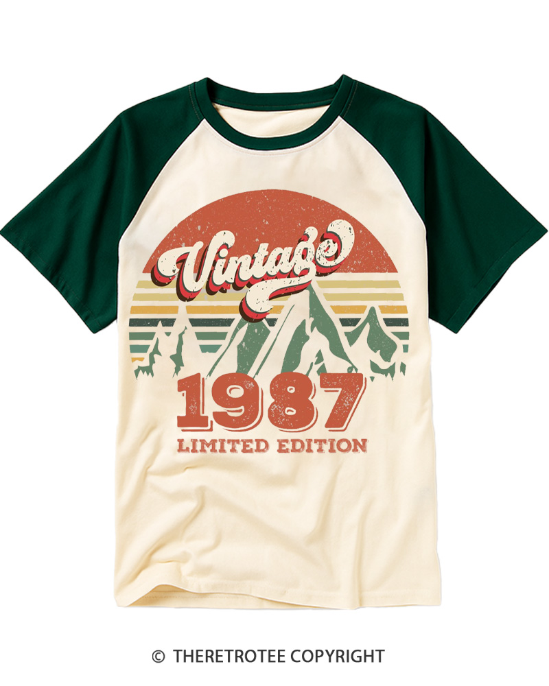 TheRetroTee 1987 Vintage Raglan Baseball T-Shirt