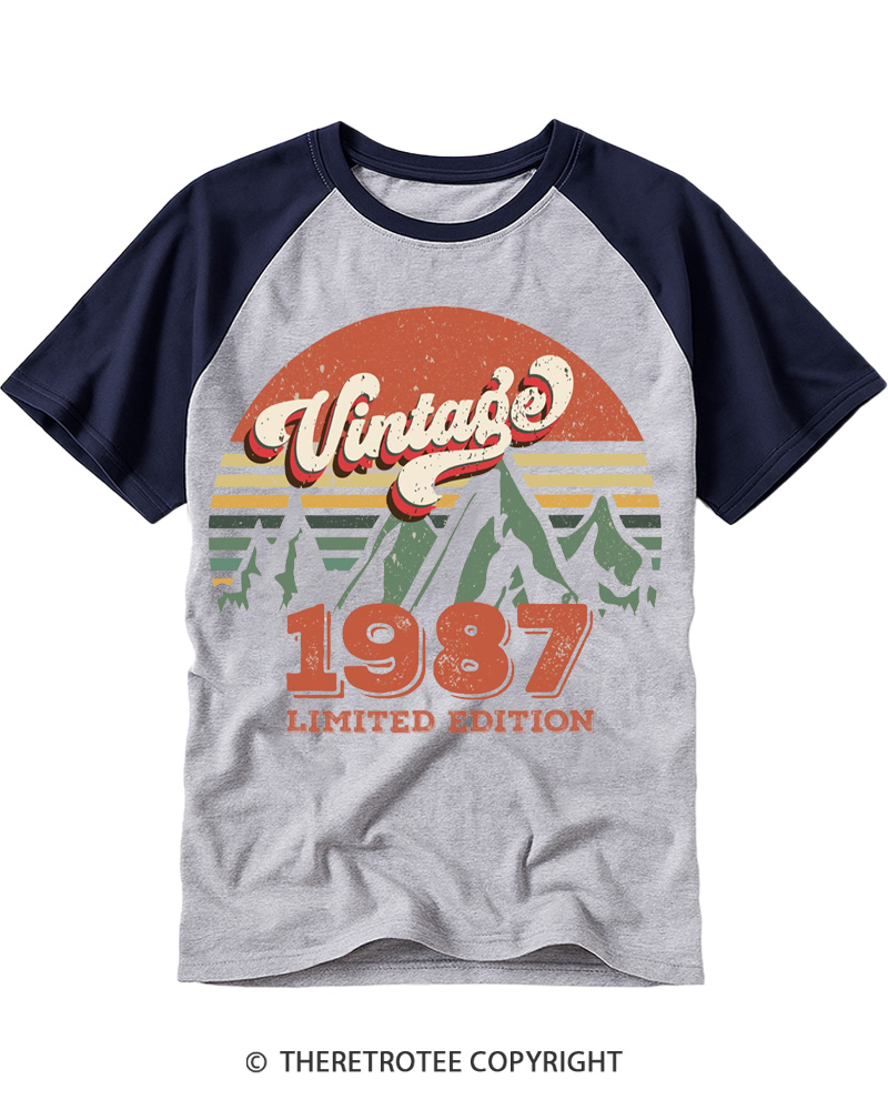 TheRetroTee 1987 Vintage Raglan Baseball T-Shirt