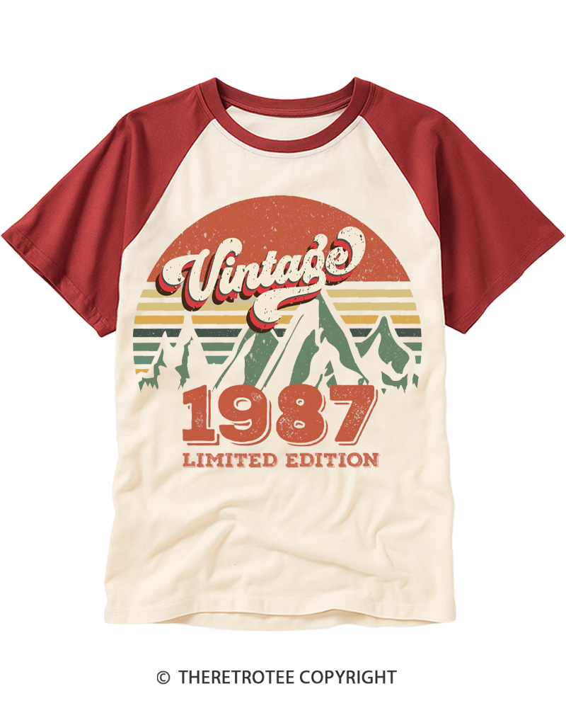 TheRetroTee 1987 Vintage Raglan Baseball T-Shirt