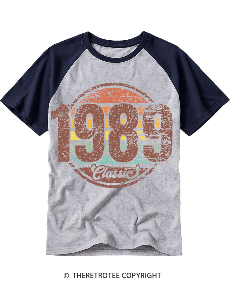 TheRetroTee 1989 Vintage Raglan Baseball T-Shirt