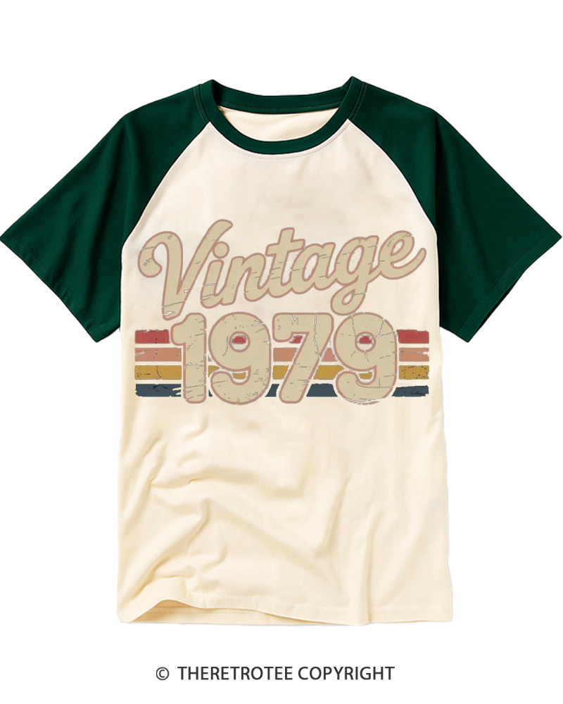 TheRetroTee 1979 Vintage Raglan Baseball T-Shirt