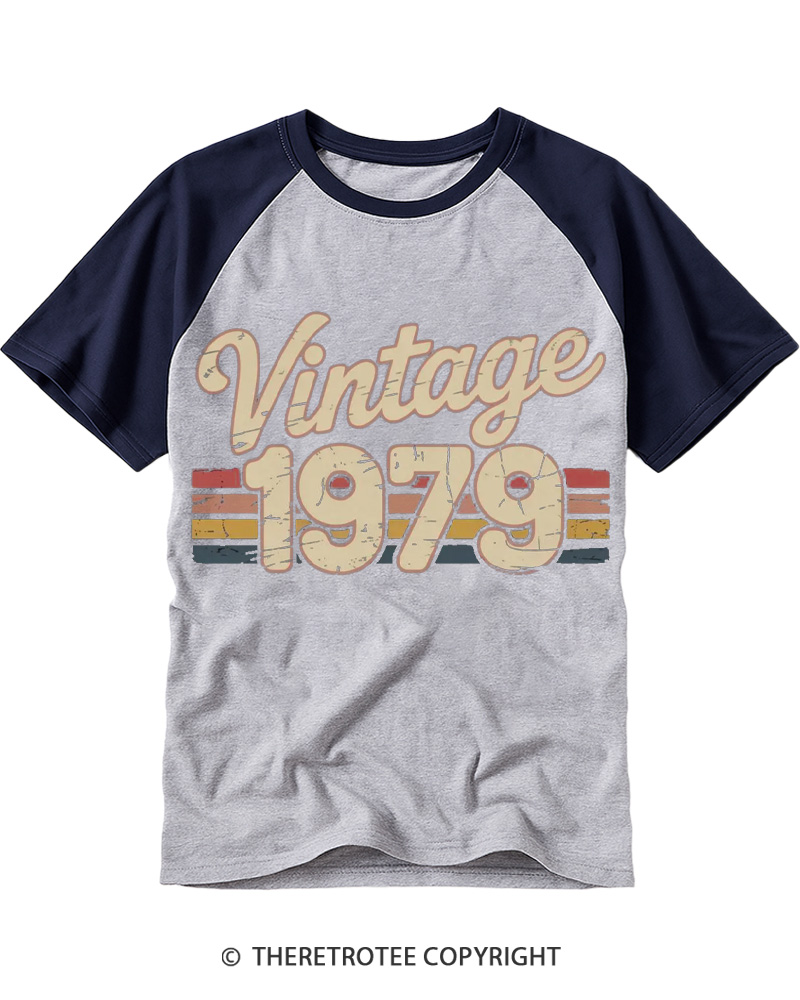 TheRetroTee 1979 Vintage Raglan Baseball T-Shirt