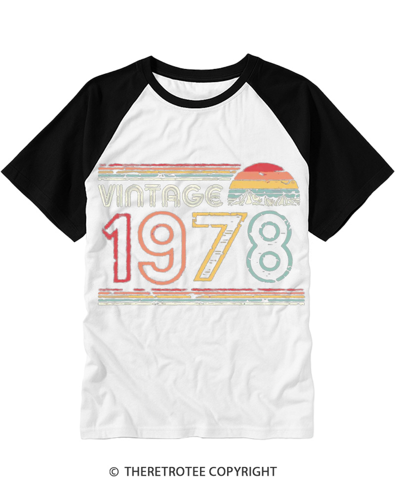 TheRetroTee 1978 Vintage Raglan Baseball T-Shirt