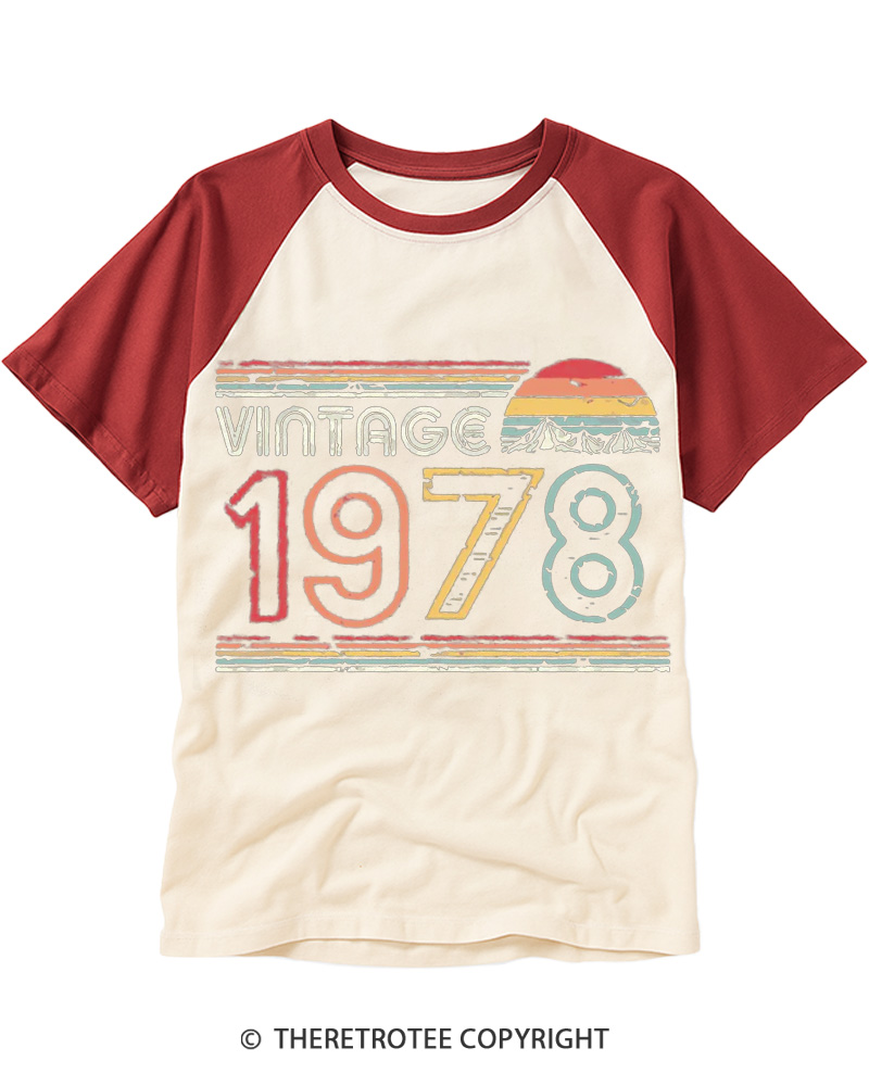 TheRetroTee 1978 Vintage Raglan Baseball T-Shirt