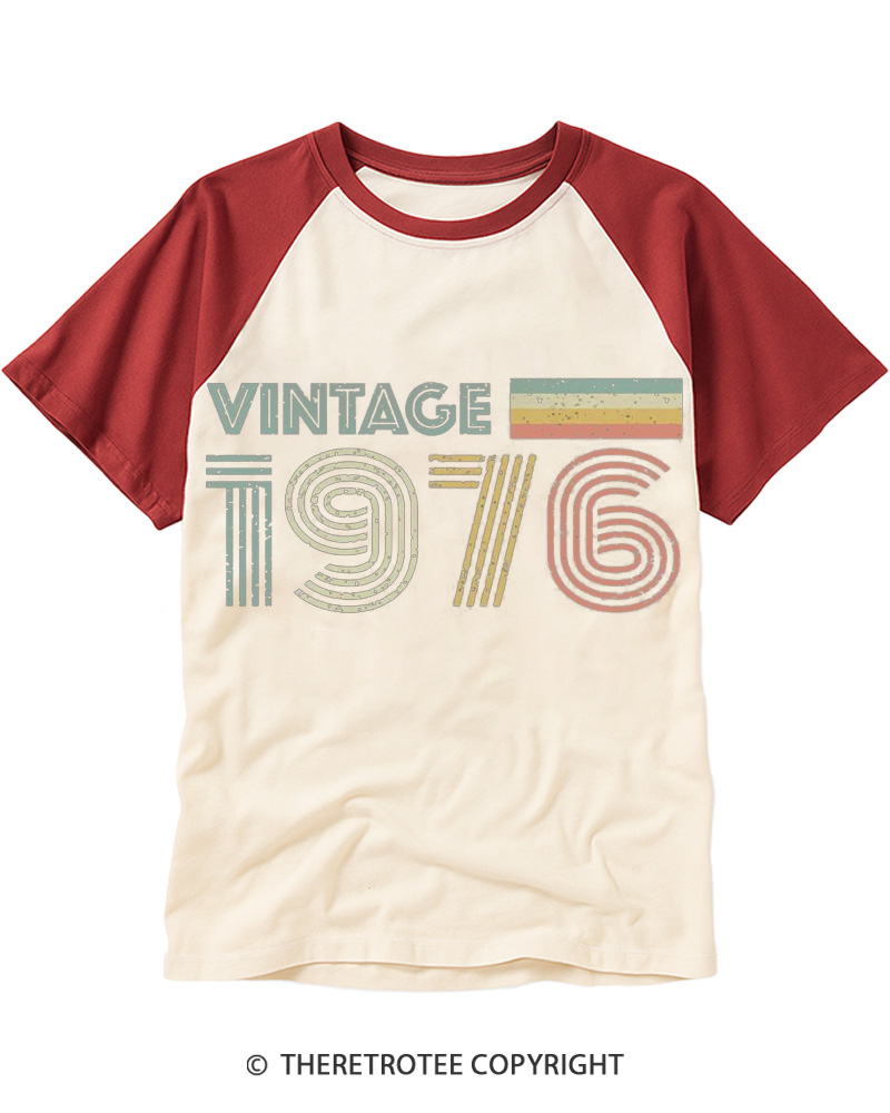 TheRetroTee 1976 Vintage Raglan Baseball T-Shirt