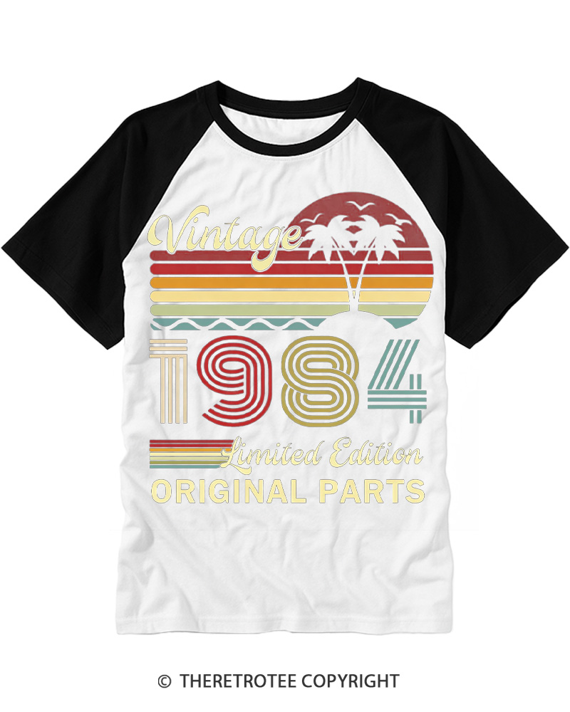 TheRetroTee 1984 Vintage Raglan Baseball T-Shirt