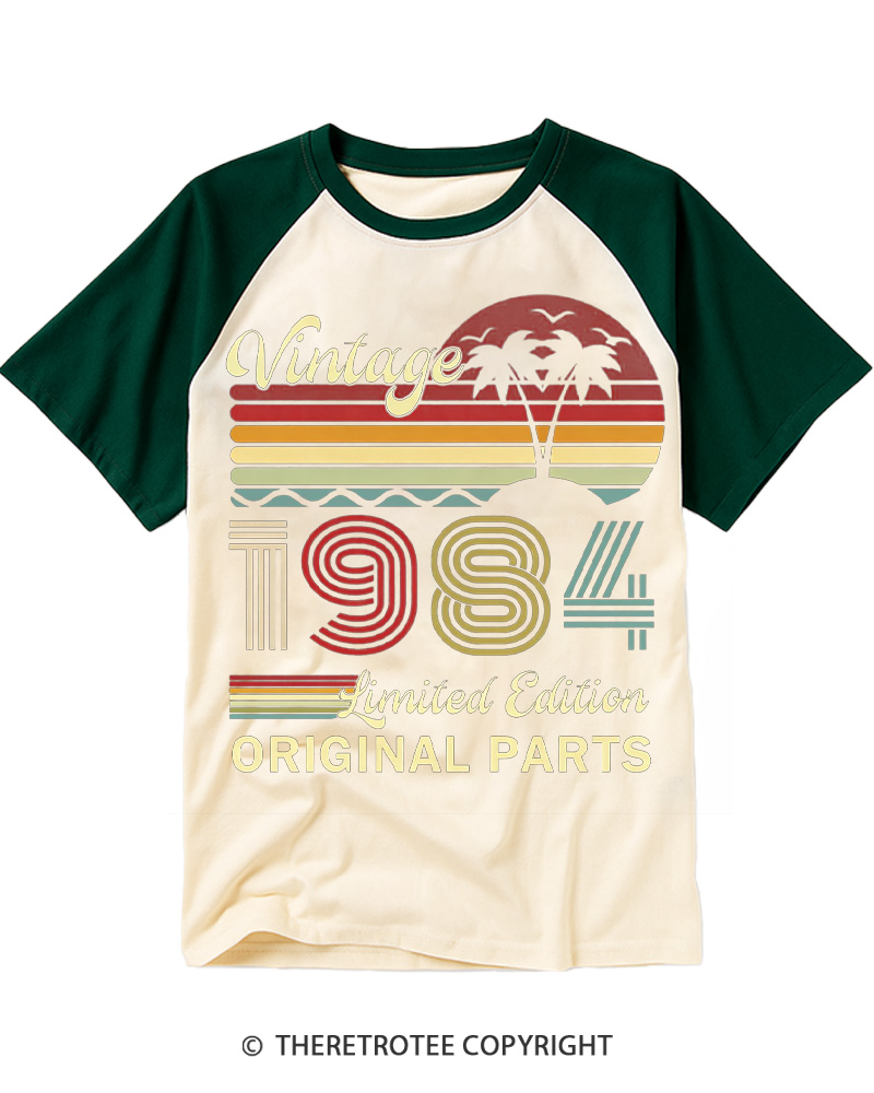 TheRetroTee 1984 Vintage Raglan Baseball T-Shirt