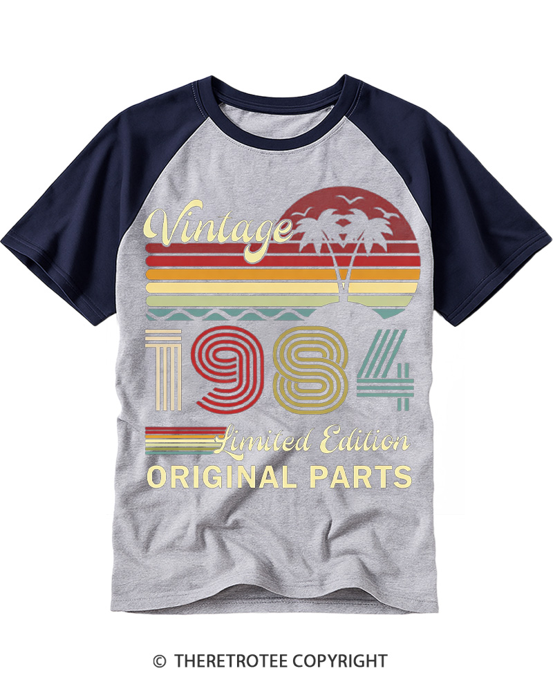 TheRetroTee 1984 Vintage Raglan Baseball T-Shirt