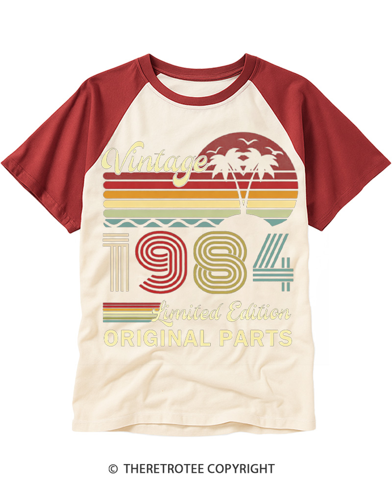 TheRetroTee 1984 Vintage Raglan Baseball T-Shirt