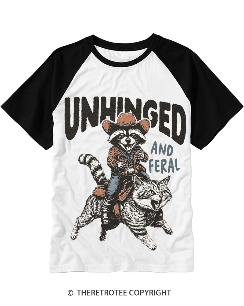 TheRetroTee Unhinged Feral 1990s Raglan Baseball T-Shirt