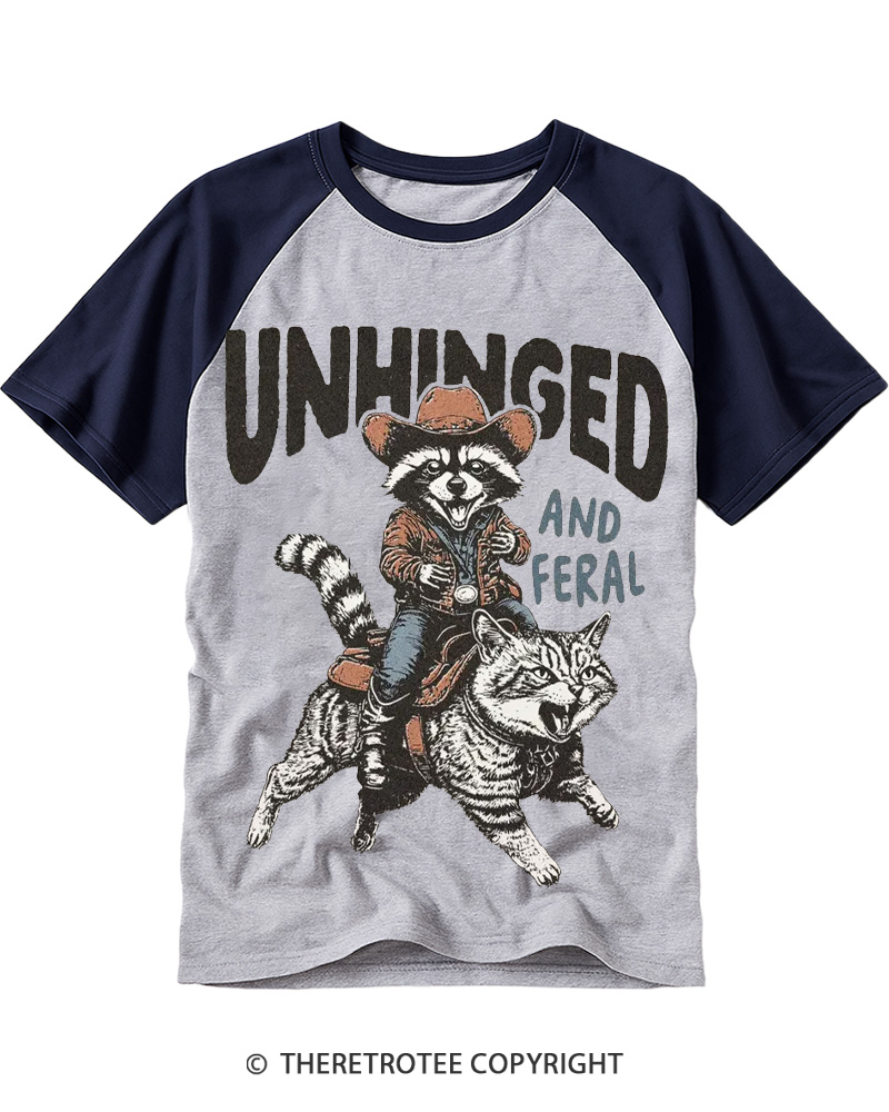 TheRetroTee Unhinged Feral 1990s Raglan Baseball T-Shirt