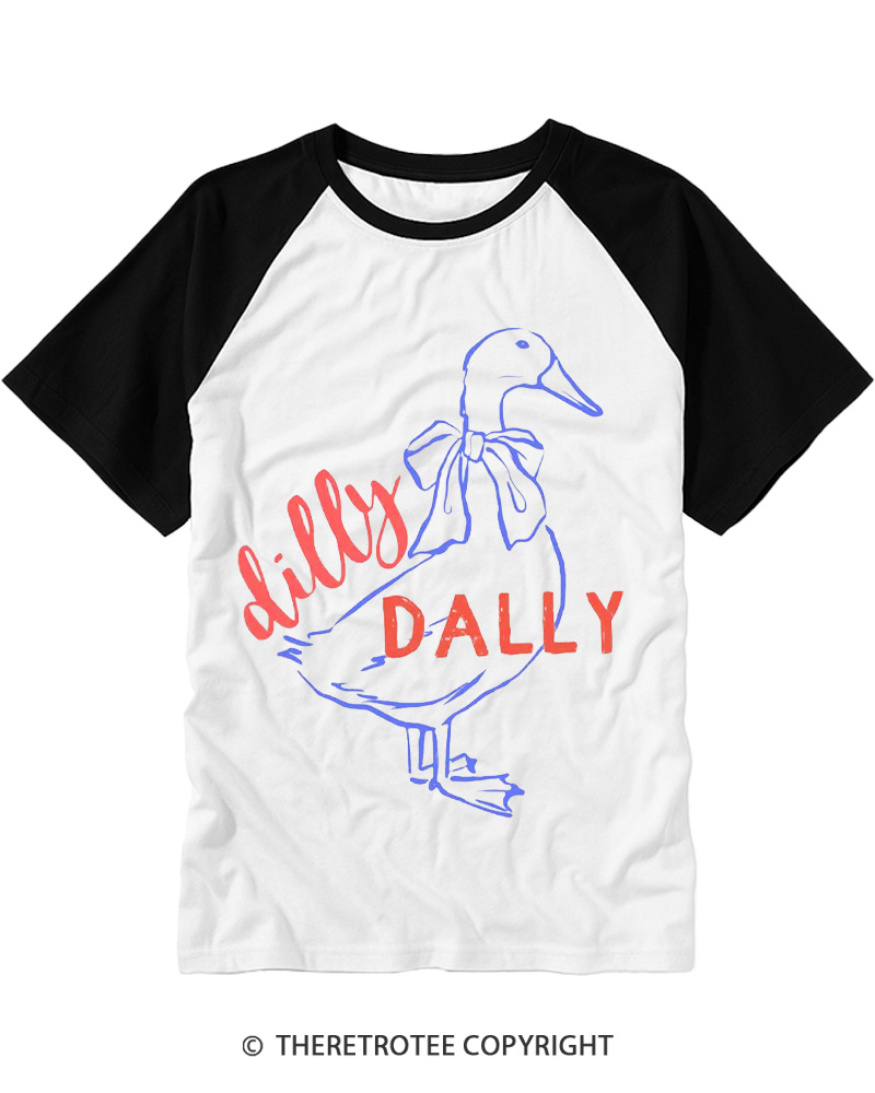 TheRetroTee Dilly Dally 1980s Raglan Baseball T-Shirt