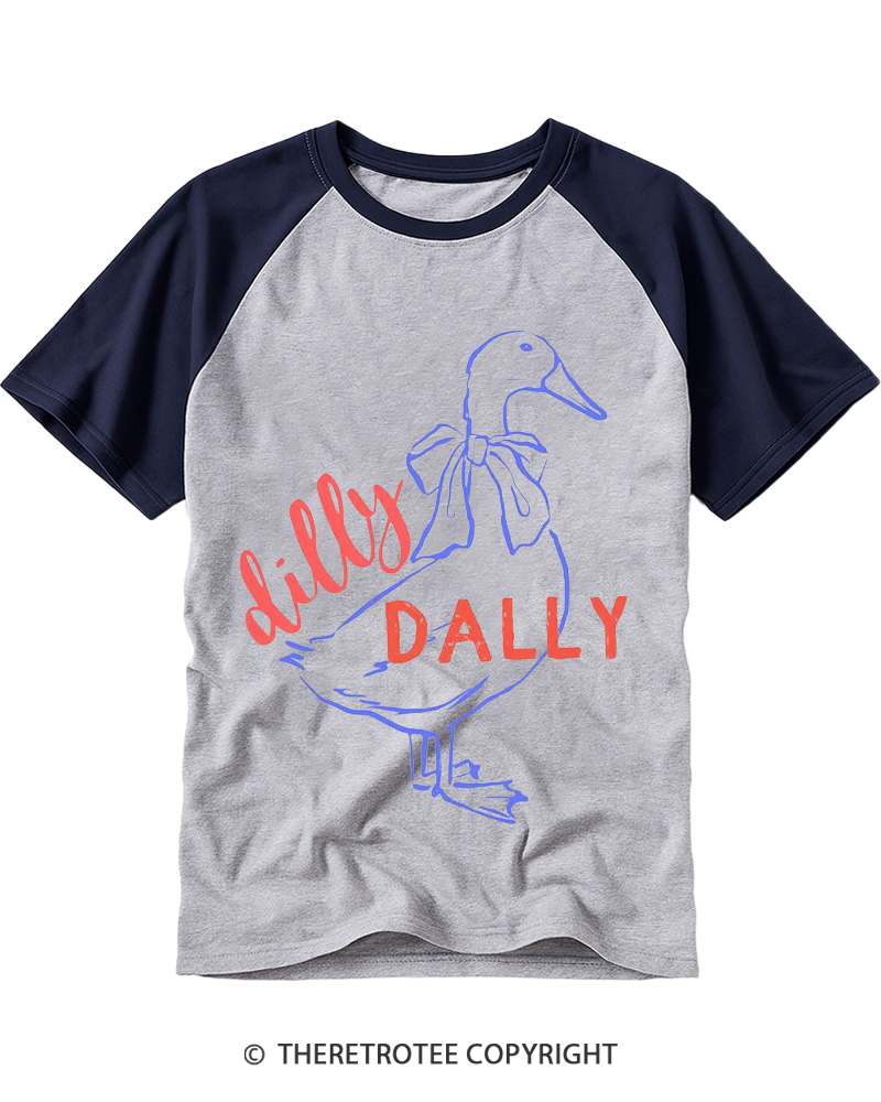 TheRetroTee Dilly Dally 1980s Raglan Baseball T-Shirt